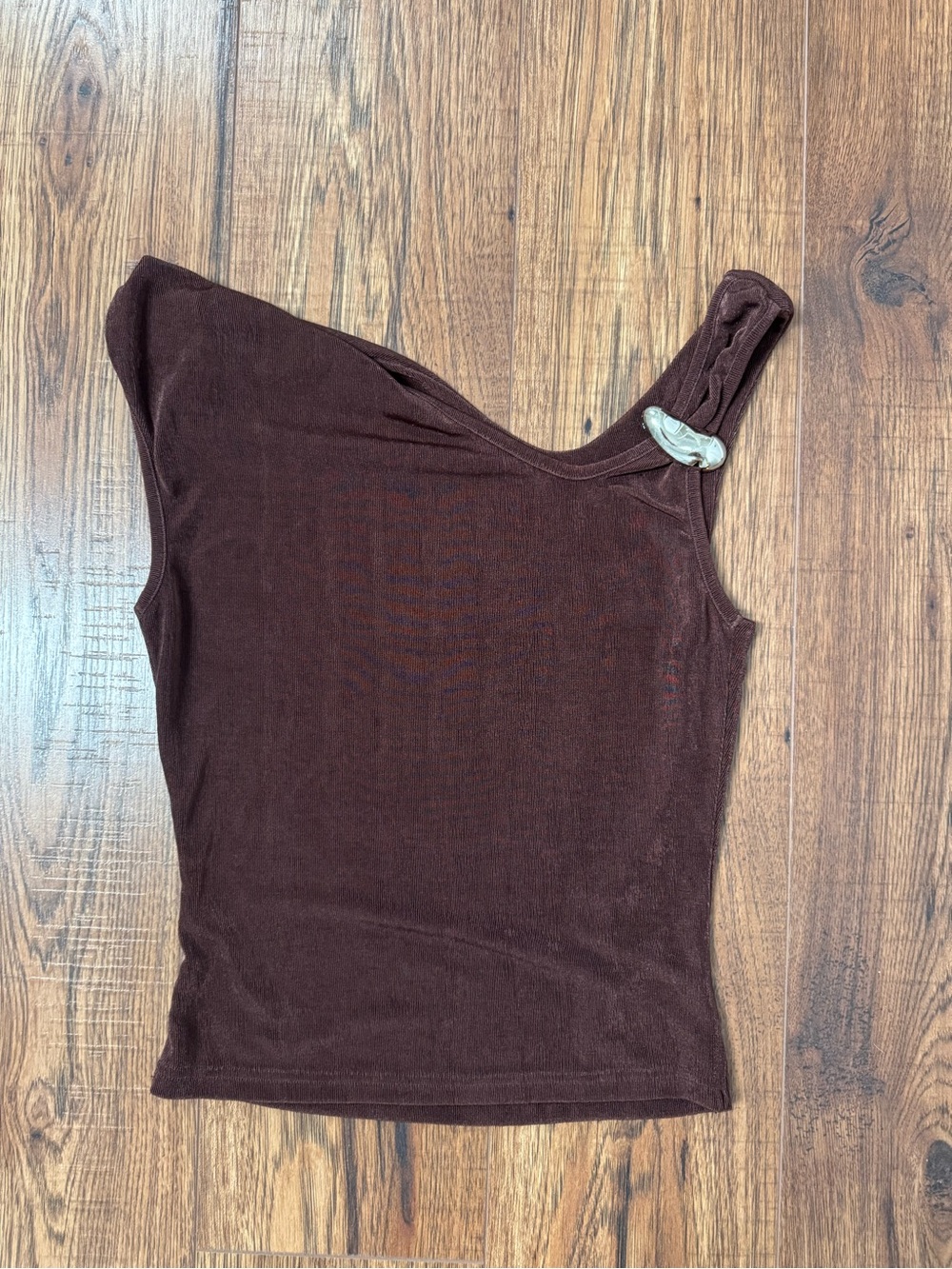 Brown tank with silver shoulder accent